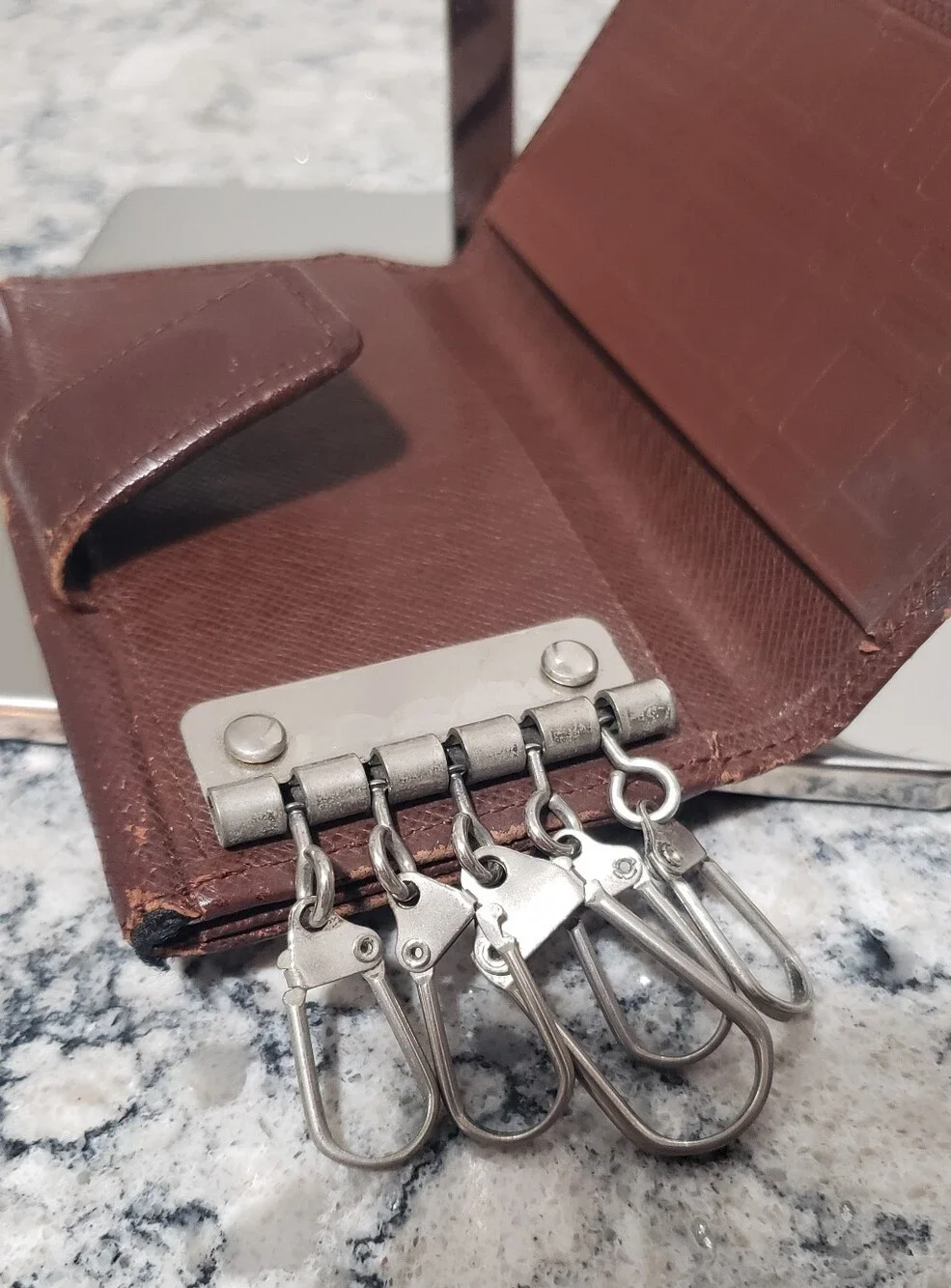Burberry 5 Ring Key Holder Card Case Leather Wallet